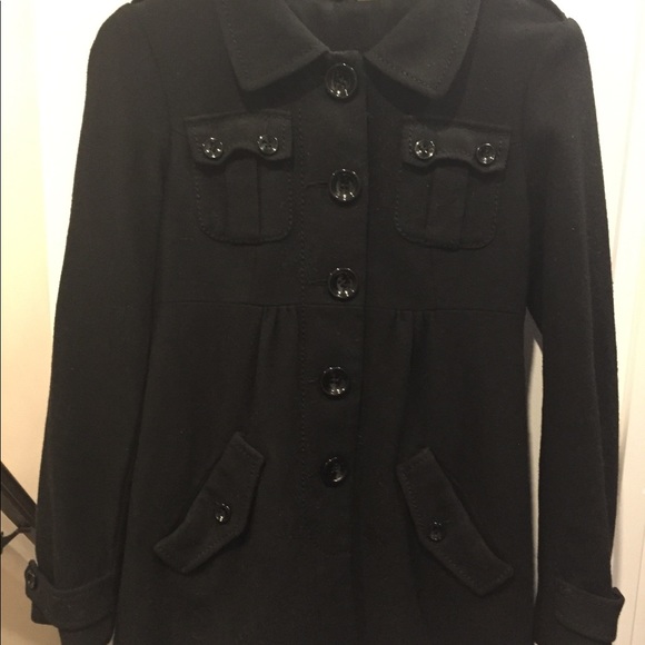 H & M black Wool blend coat size 2 - Picture 2 of 7